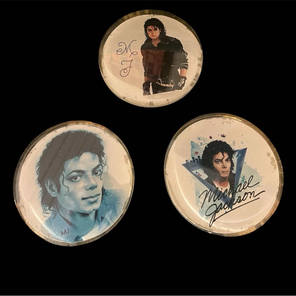 Set of (3) Vintage Michael Jackson Acrylic Coasters - Picture 7 of 7
